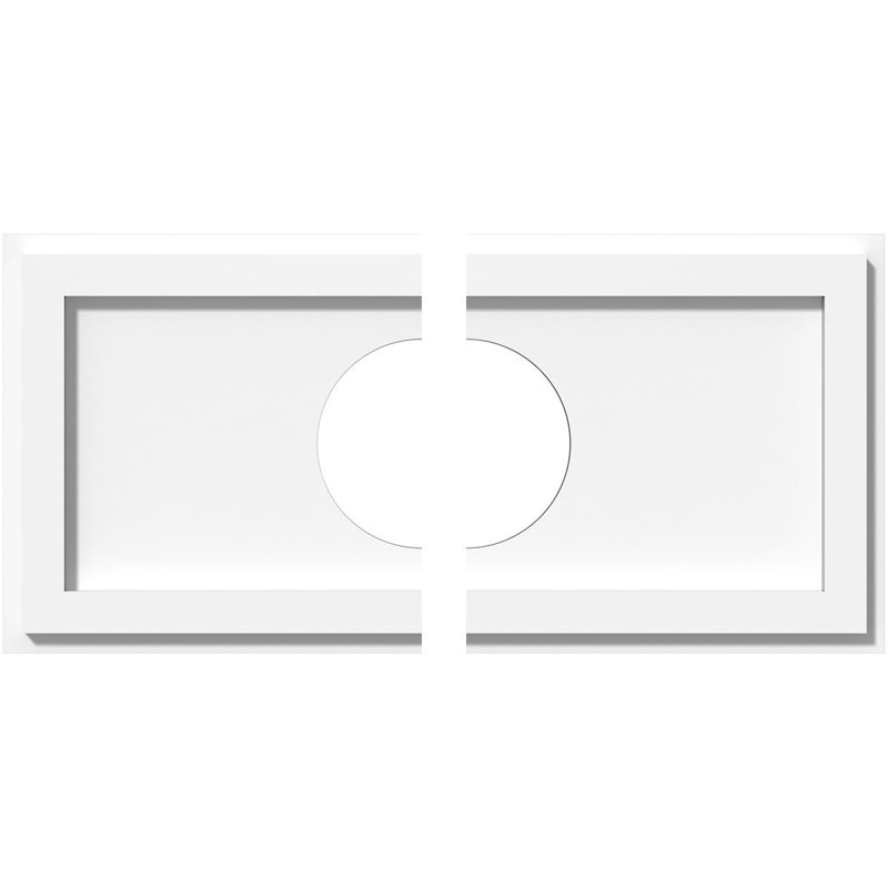 20"W x 10"H x 5"ID x 7"C x 1"P Rectangle Architectural Grade PVC Contemporary Ceiling Medallion, Two Piece