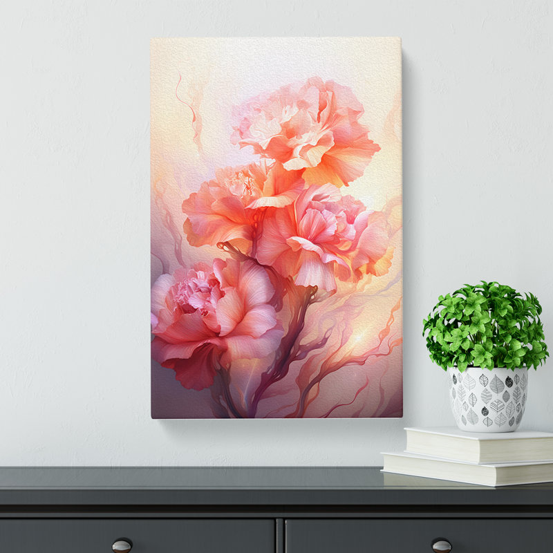 Carnation Flower Futurism - Wrapped Canvas Print, 76cm H x 50cm W x 3cm D
