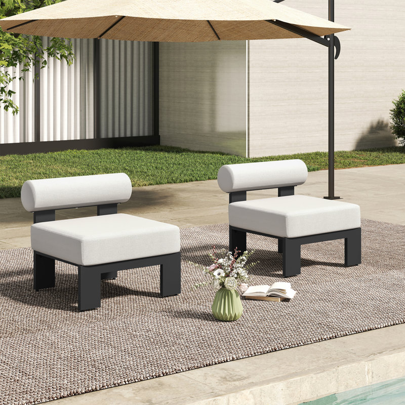 Chaises de patio avec coussins en aluminium noir avec coussins Cabo (ensemble de 2)