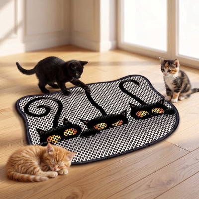 Whimsical Black Cats Honeycomb Litter Trapping Mat for a Cleaner Home (15.7'' W x 19.7'' L x 0.3'' H)