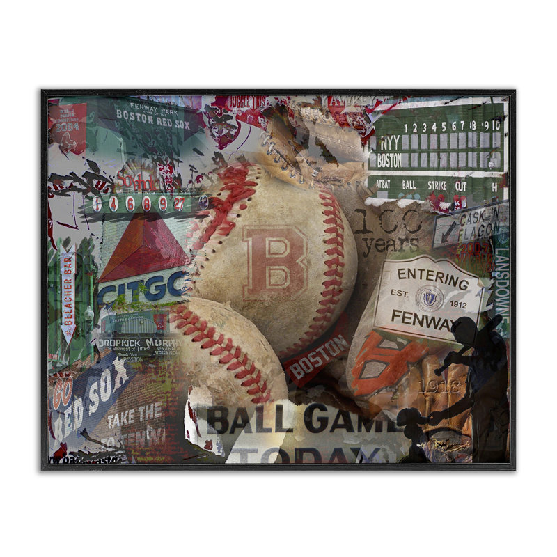  «Entring Fenway Baseball Collage», art de la giclée encadrée par Graffi *ee Studios, H 24 po x l 30 po