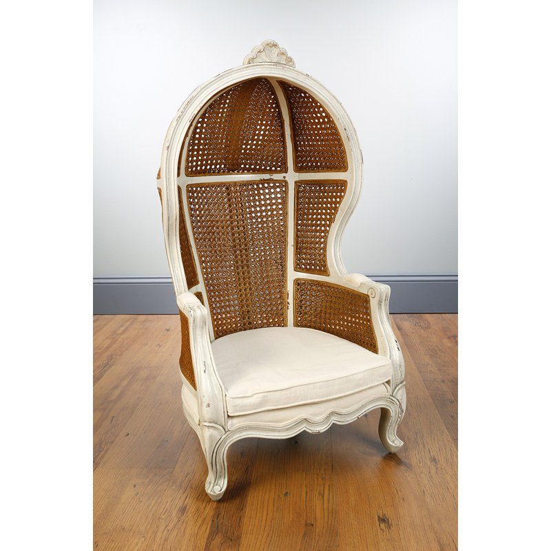 Shauna Upholstered Child Size Accent Chair, Distressed Parchment