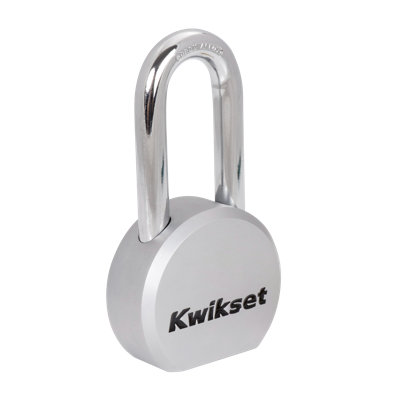 Kwikset SmartKey Re-Keyable Solid Steel Padlock with Boron Carbide Shackle, 2.5 in Body, 2 in Shackle, 1 Pack