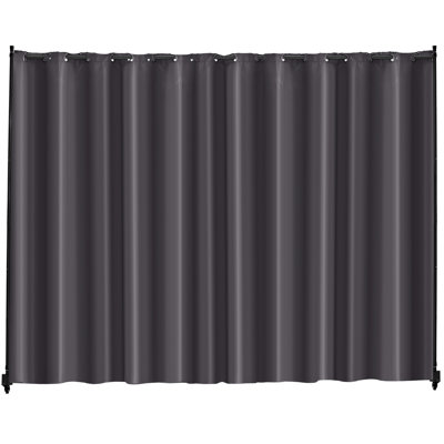 Paravent autoportant pour chambre à coucher ou bureau, panneau en alliage d'aluminium gris, tissu 180 g/m² avec revêtement PA, imperméable et occultant, cadre renforcé, quatre roulettes pour faciliter le déplacement dans la chambre.