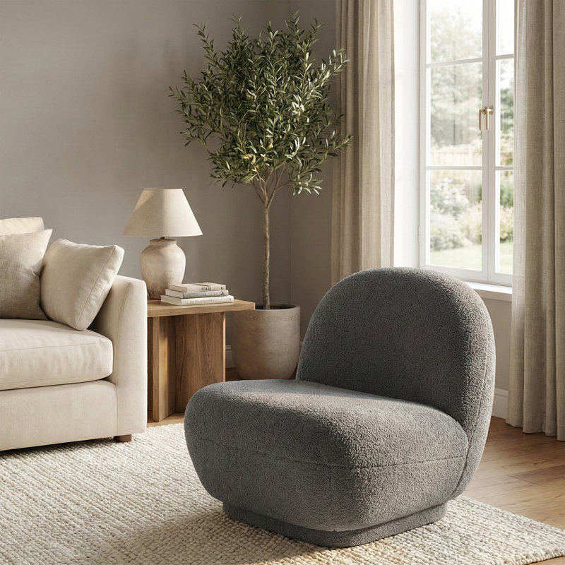 Boucle Accent Chair, Grey