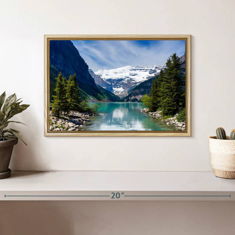 Splendide lac Louise, Cadre flottant en bois naturel, 13 po x 9 po