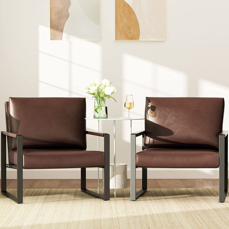Carlean Faux Leather Armchair, Coffee Faux Leather