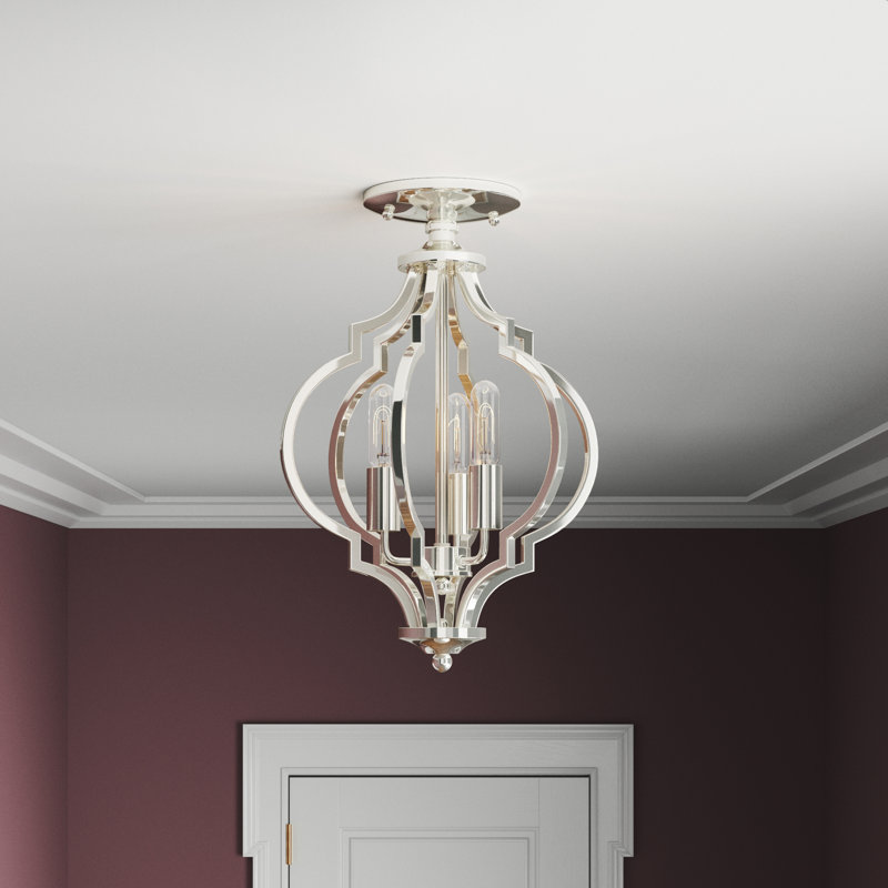 Oswald 3-Light 11" Flush Mount in Nickel, Nickel