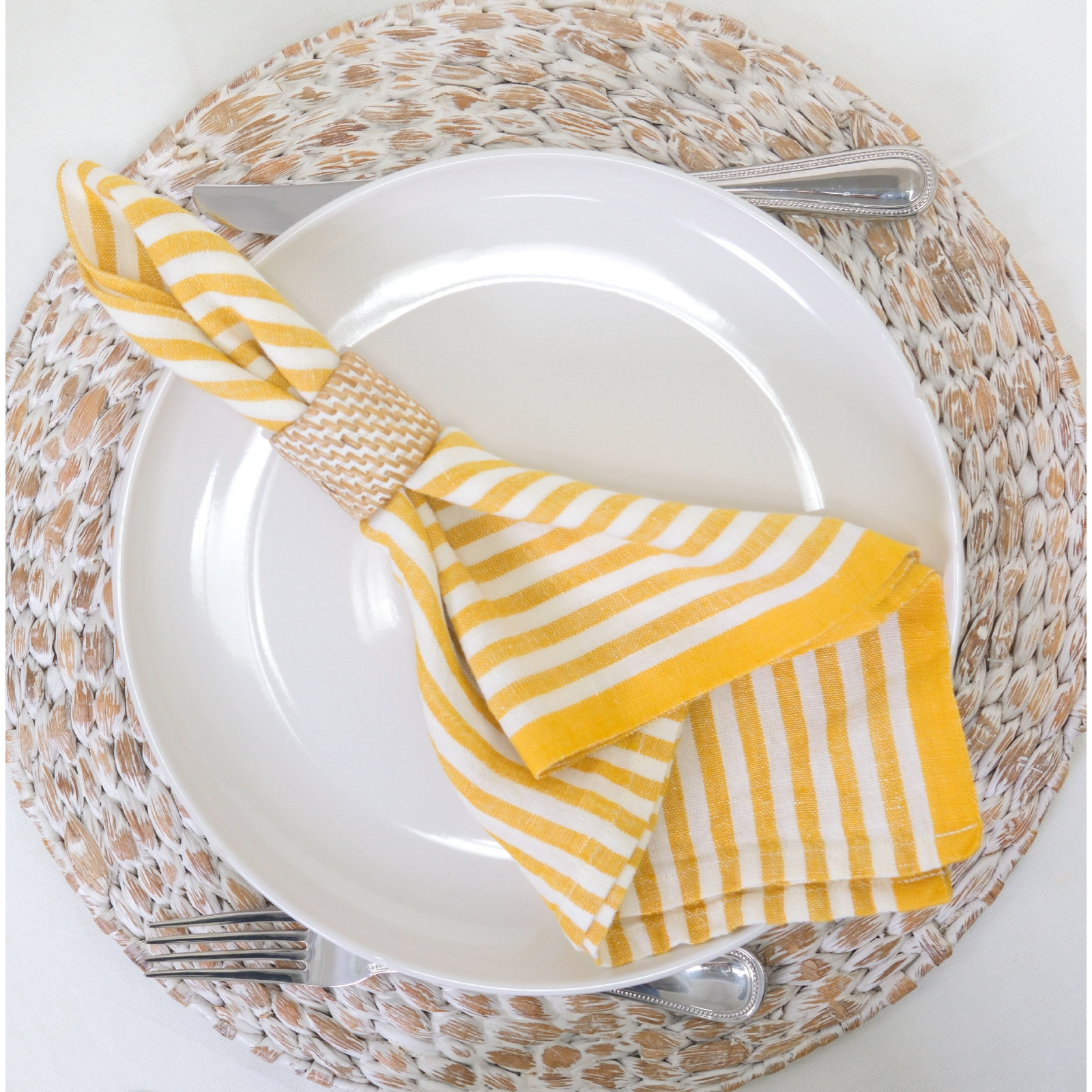 Adamsburg Reversible Linen Napkin, Mustard