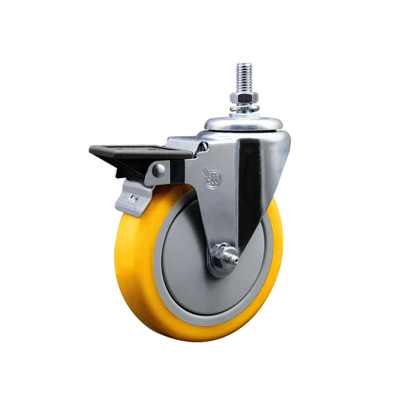 Ensemble de roulettes à tige filetée en poly avec pivot de 5/8 po avec frein