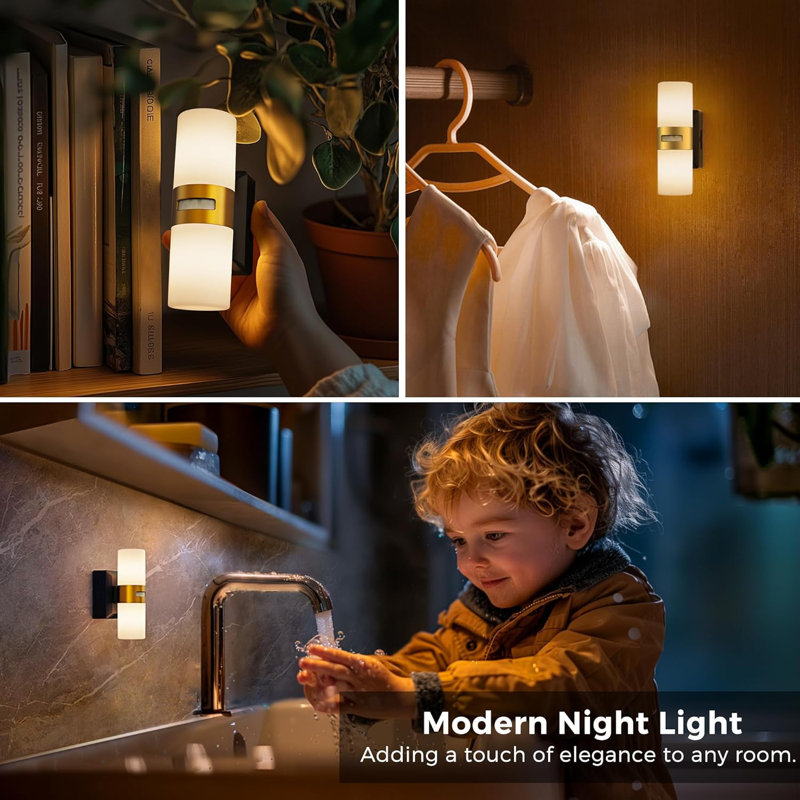 Motion Sensor Night Light Rechargeable Battery Cordless LED Wall Lights Adjustment Brightness Nightlight For Bedroom Hallway Kitchen 1PACK
