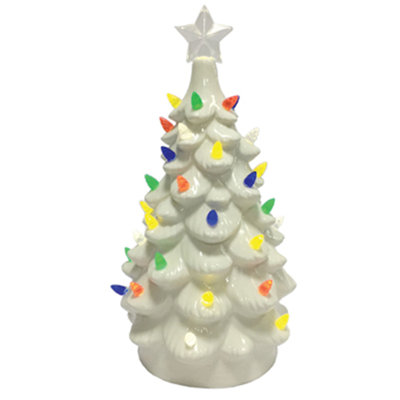 14" LED White Ceramic Tree