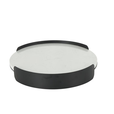 Cole And Grey Marble Round Living Room Decor Tray With Black Metal Frame