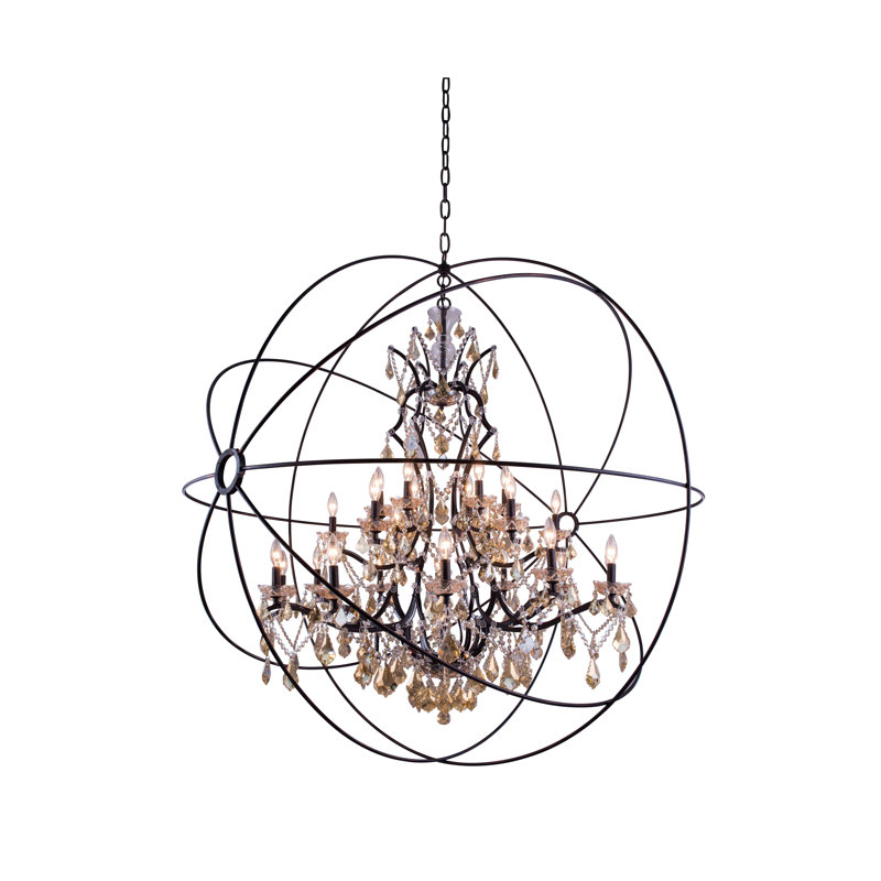 Svante 25 - Light Dimmable Globe Chandelier, Dark Bronze, Golden Teak (Smoky)