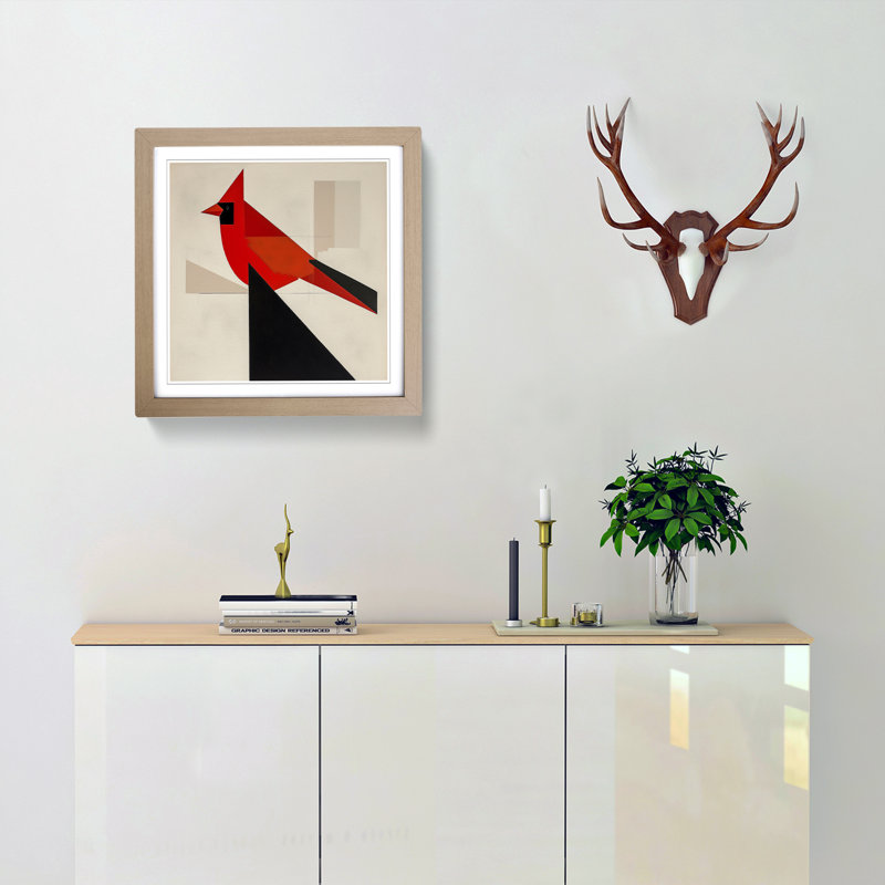 Cardinal Bird Suprematism No.1 - Framed Print