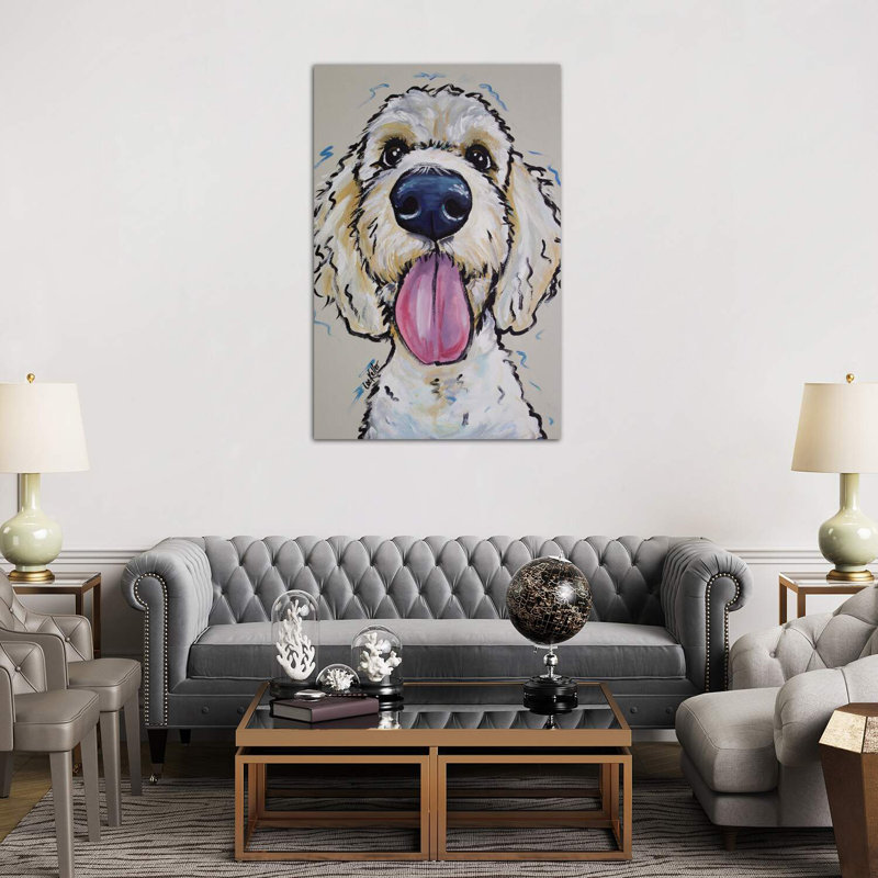 «Goldendoodle Murphy Whimsical», reproduction de photo, H 18 po x l 12 po x 1,5 po, Toile tendue
