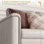 Canapé modulaire en similicuir de 65 po avec repose-pieds de rangement, causeuse réversible en L Mid-Century moderne avec accoudoirs rembourrés, beige-123828460