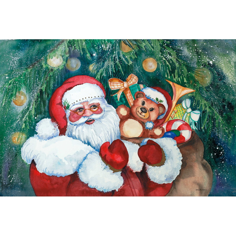 Jolly Santa - peinture sur toile tendue, H 8 po x l 12 po x P 1,25 po, Non, Toile tendue