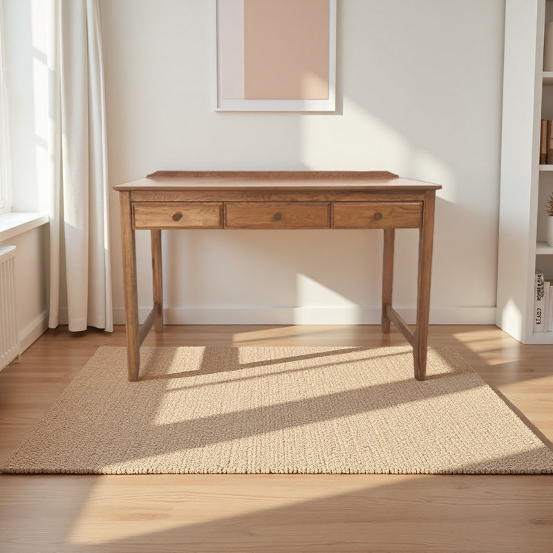 Bureau simple à trois tiroirs en bois massif, Noyer