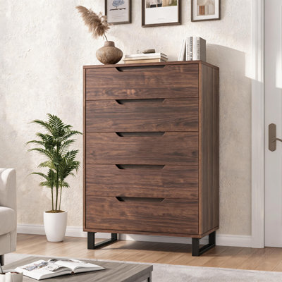 5 Dresser for Bedroom, 51" Tall Dresser, Freestanding Vertical Drawer Cabinet with Storage, Wooden Closet Storage Chest for Living Room, Hallway, Entryway