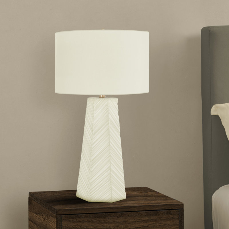 Lighting, H 29 po, lampe de table en céramique, abat-jour ivoire / crème, contemporain