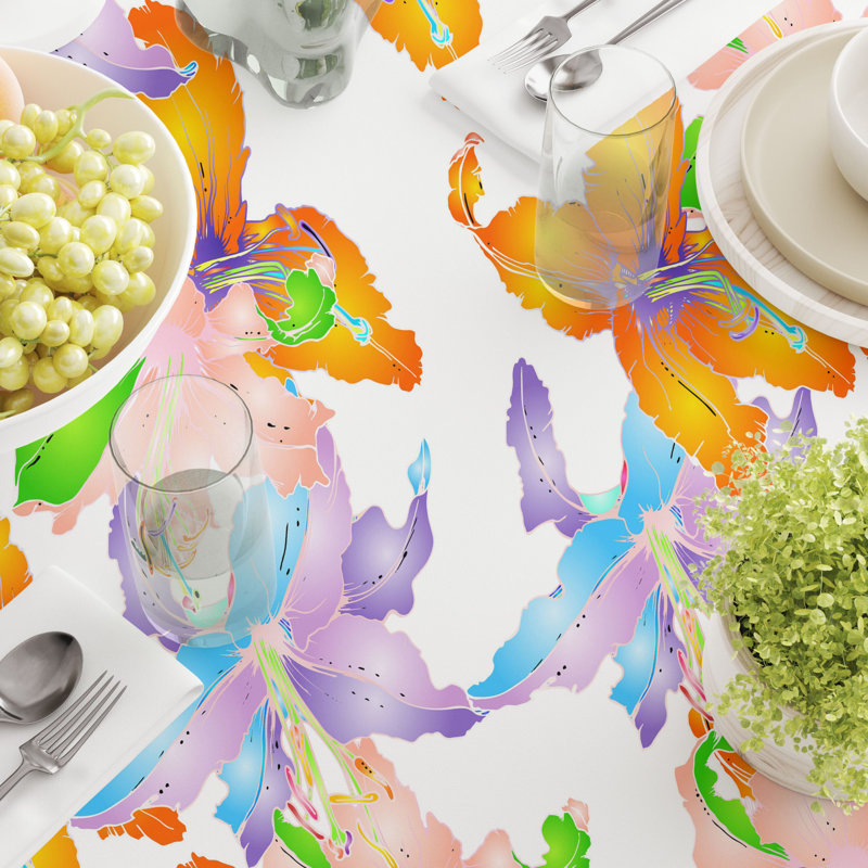 Square Tablecloth, 100% Cotton, Floral 215