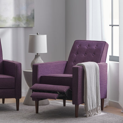 Button Tufted Upholstered Manual Push-Back Recliner