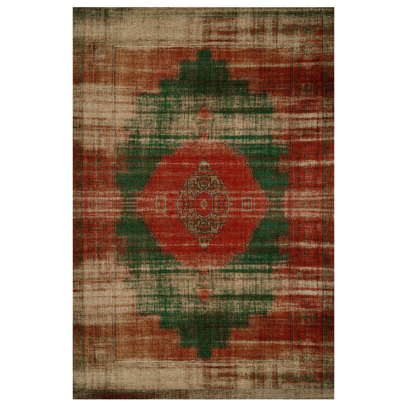 Anatolia Collection Digital Print Cotton-Polyester Green Red Oriental Rug, Runner 3'4" x 11'6"