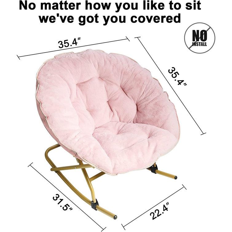 Buy OAKHAM Comfy Saucer Chair, Folding Faux Fur Lounge Chair for