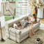 Canapé-lit modulaire convertible en forme de L, canapé de plancher modulaire avec tissu adapté aux animaux de compagnie, mousse à haute densité à 4 couches, canapé-lit moderne pour le salon