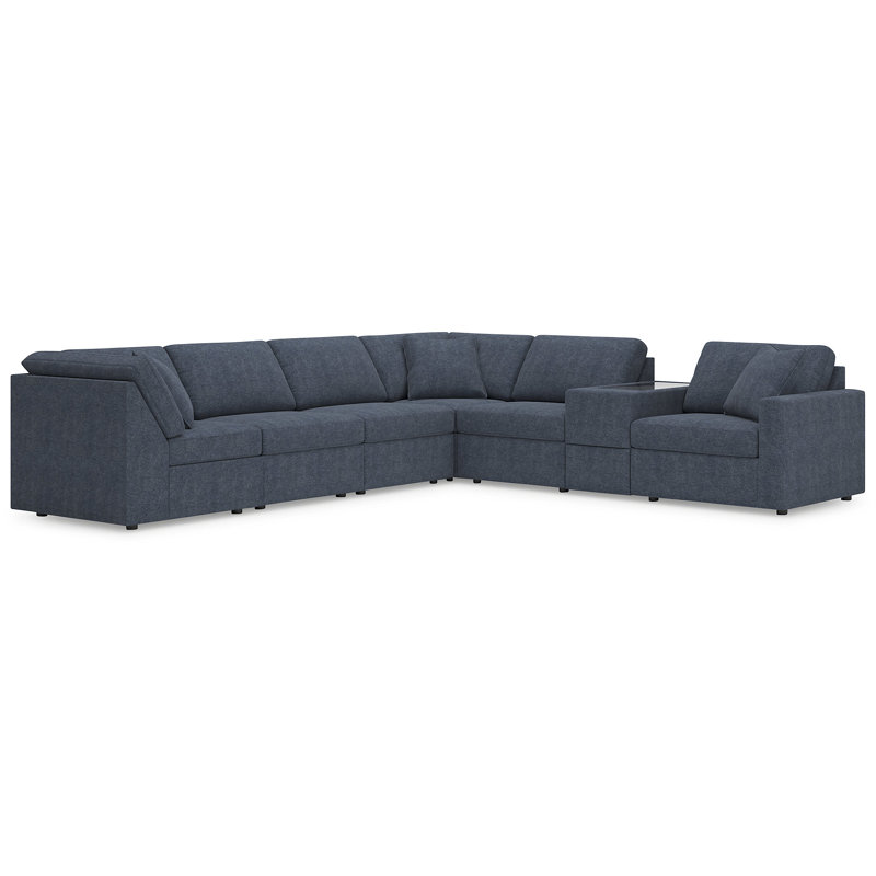 Canapé modulaire 7 pièces avec rangement Chobanyan, Polyester bleu