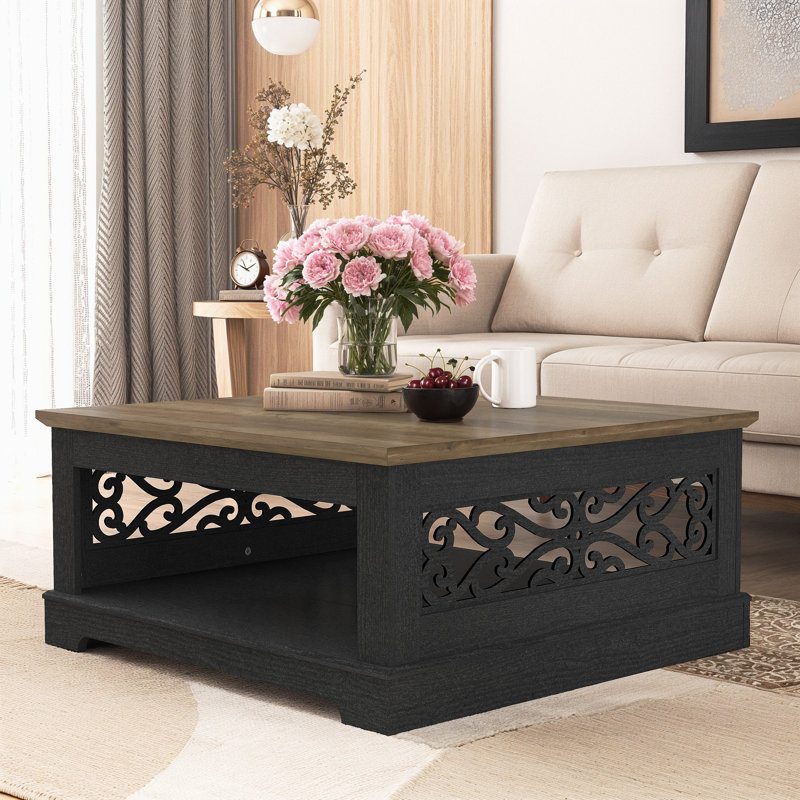 Korbin Coffee Table with Storage, Black Oak/Knotty Oak