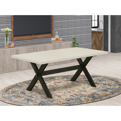 X-Style Kitchen Dining Table - a Rectangle Wooden Table Top with Stylish Legs, Wire Brushed Black