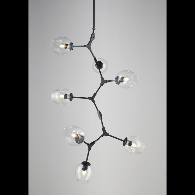Lustre linéaire moderne 10 lumières spoutnik Shumway, Noir mat