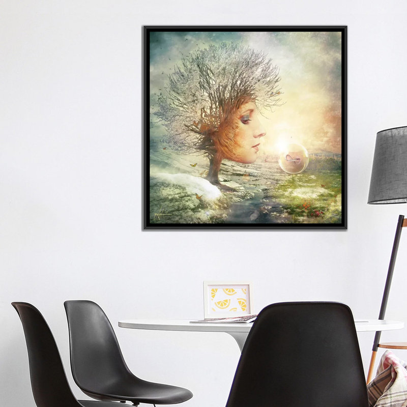 " Treasure " by Mario Sanchez Nevado, Black Framed Canvas, 5" H x 18" W x 18" D, No Matte