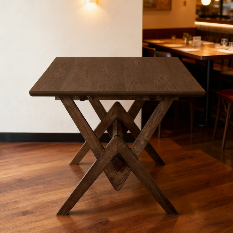 Table de salle à manger double V au design unique, pour les cuisines et les salles à manger modernes, durable et élégante.