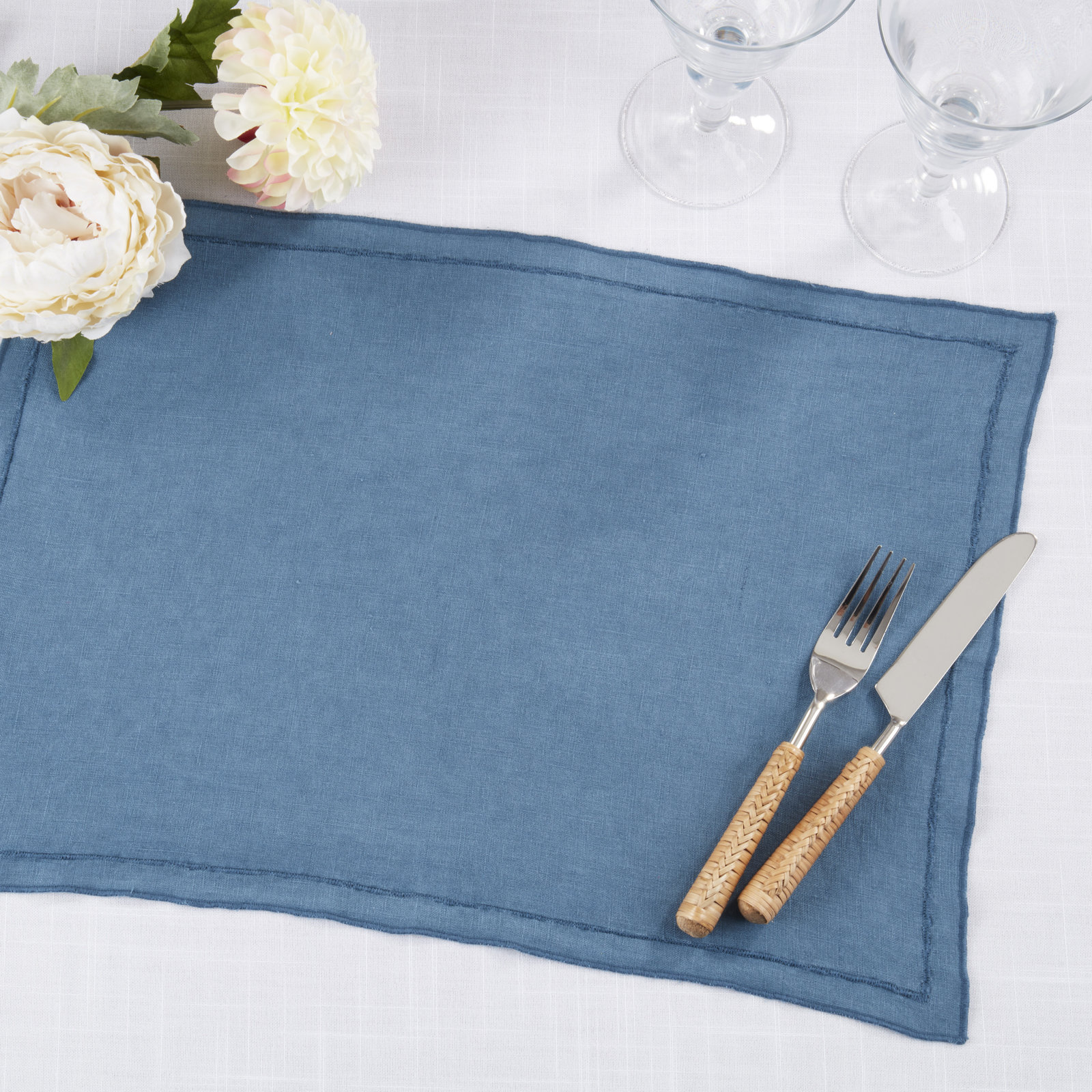 Stonewashed Linen Placemat, Navy
