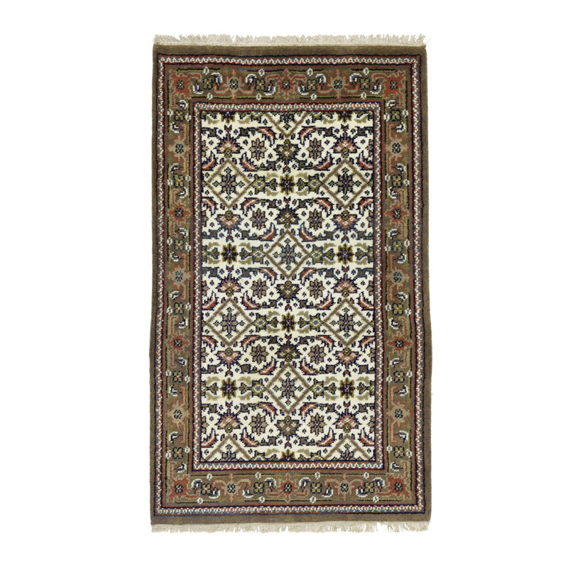 Tapis tribal crème à motif floral indo-bidjar 3X5