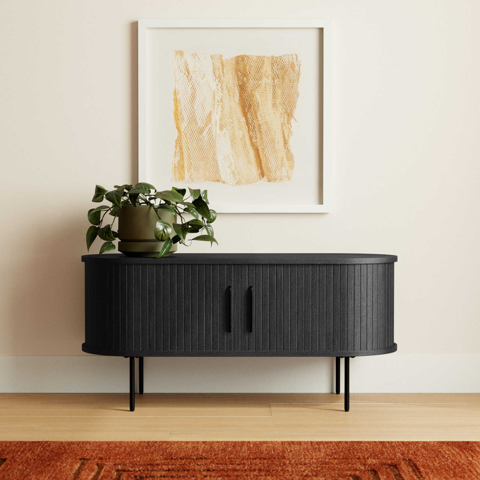 Iris 47" TV Stand, Black Oak