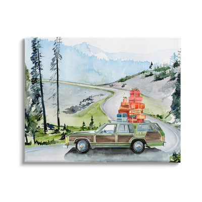 " Retro Station Wagon Rustic Christmas Travel Wrapped Presents " by Jennifer Paxton Parker