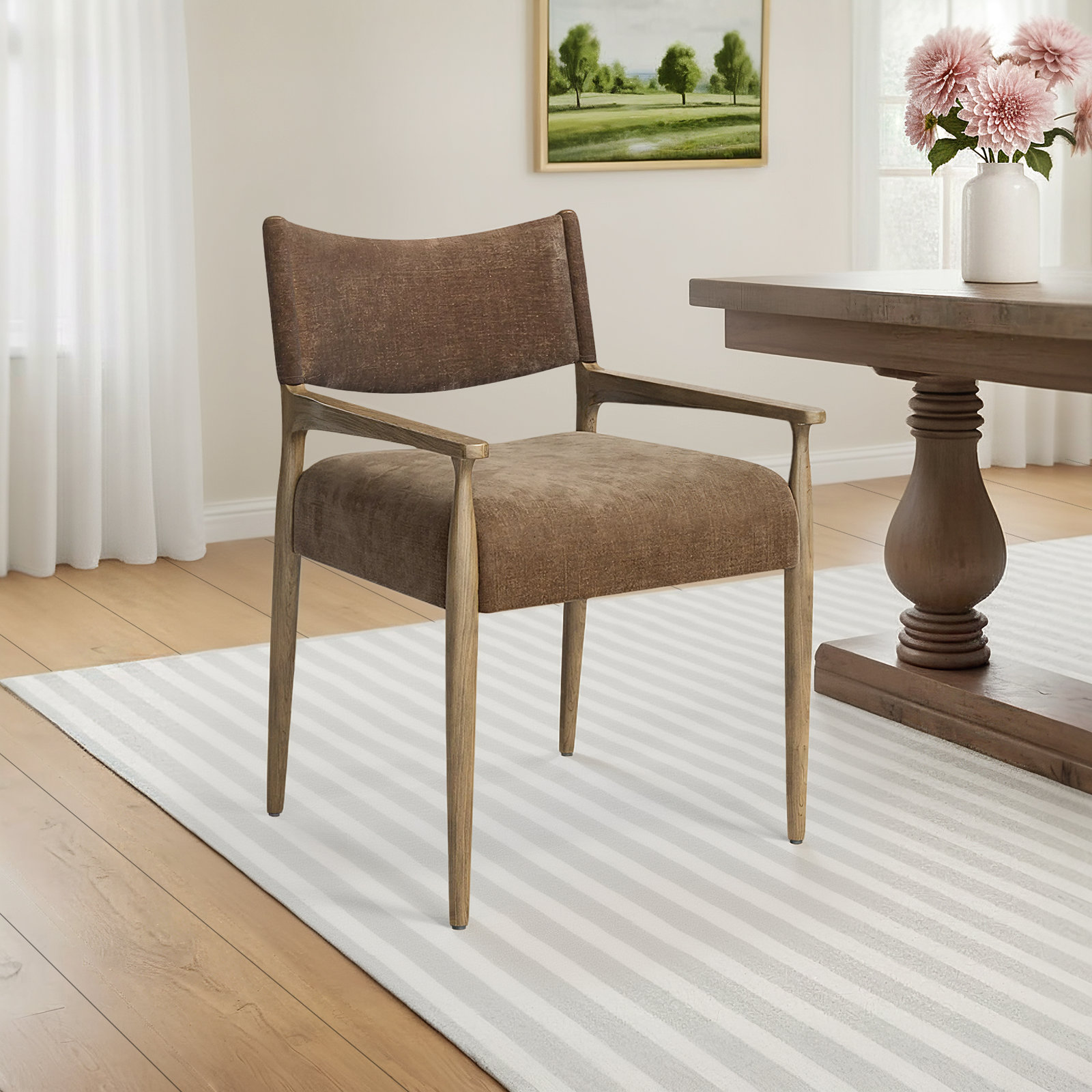 Yokum Dining Armchair, Toasted Oak, Monte Olive