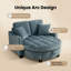Canapé à deux places en chenille avec accoudoirs irréguliers, repose-pieds assorti avec rangement, comprend 2 coussins décoratifs pour le salon et la chambre à coucher-1813899918