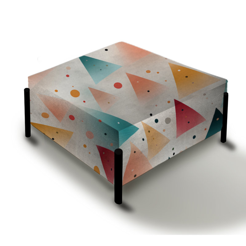 Tissu avec des triangles de couleur pastel - Grand repose-pieds carré géométrique