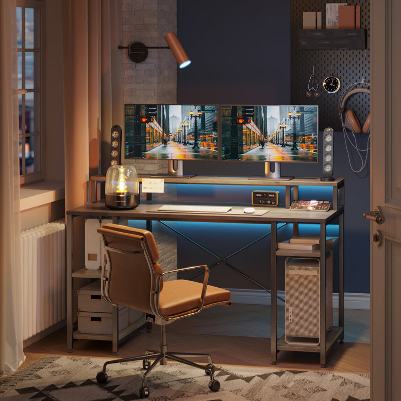 Bureau d'ordinateur 55 "avec tablette pour écran Haigh, Gris délavé