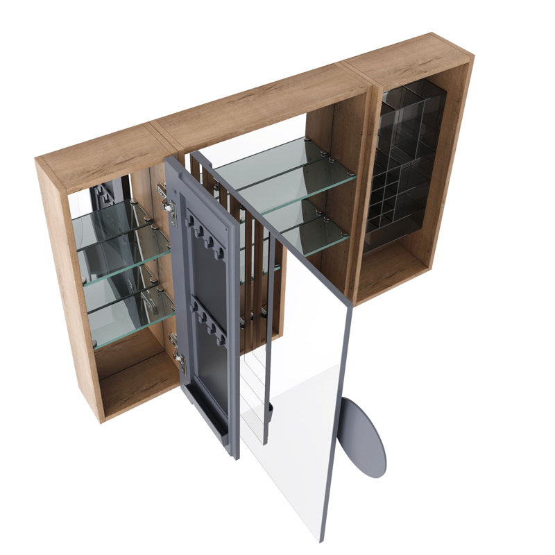 Armoire de toilette 41,4 po avec rangement, armoire à pharmacie murale avec porte miroir, tablettes réglables en verre
