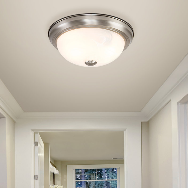 Benedict Glass Flush Mount, Satin Nickel, 4.5" H x 13.5" W x 13.5" D