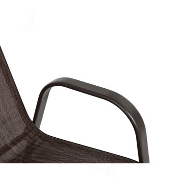 Ensemble de 6 chaises de jardin 6 pièces, chaises de camping en plein air avec tissu respirant Textilene, ensemble de 6 chaises de jardin avec accoudoirs à dossier haut pour patio, piscine, jardin et plage (brun)