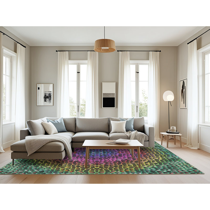 Vert Tapis décoratif, Rectangle 8 pi x 12 pi
