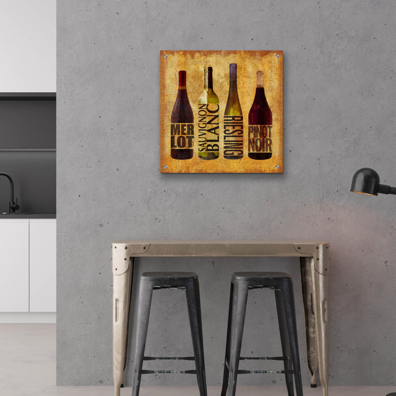  «The Wine Up 1» par Art Licensing Studio, art mural en verre acrylique, 24 po x 24 po, H 24 po x l 24 po