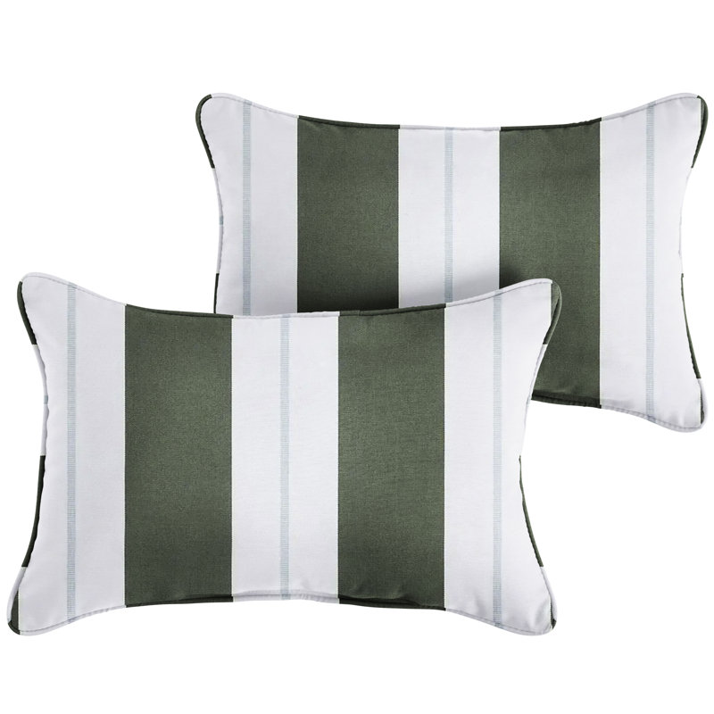 Housse de coussin rectangulaire intérieure / extérieure Deana Sunbrella®, Bleu / blanc, H 12 po x l 18 po